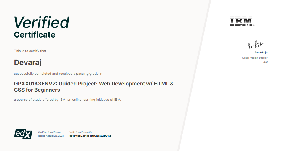 Web Development HTML & CSS for Beginners Certificate